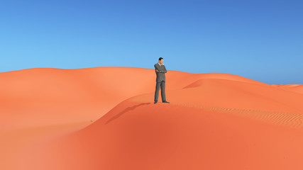 Fototapeta na wymiar Geschäftsmann in der Wüste