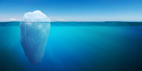 Fotobehang Underwater view on big iceberg floating in ocean. 3D rendered illustration. © vchalup
