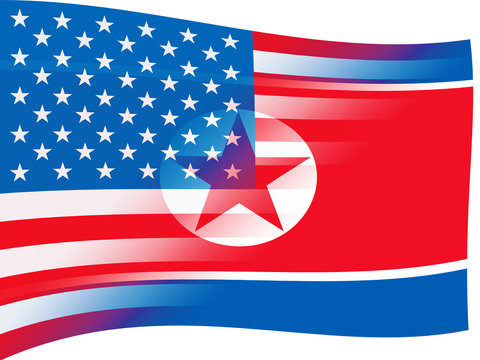 North Korean And United States Emblem 3d Illustration