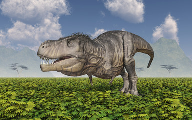 Fototapeta premium Tyrannosaurus Rex in einer Landschaft