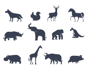 Animal icons silhouettes