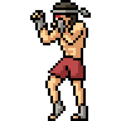 Fototapeta premium vector pixel art muay thai stance