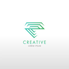 Trendy flat design crystal line logo