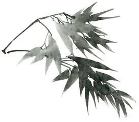 Fototapeta premium Watercolor bamboo leaves branch