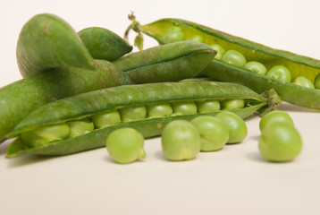 Close up of many fresh green peas