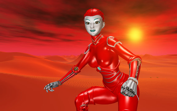 Humanoid robot in a distant world