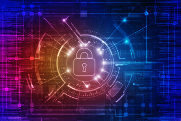 2d illustration Safety concept: Closed Padlock on digital background