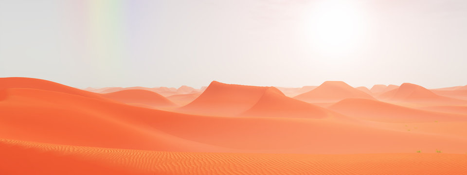 Regenbogen über einer Sandwüste