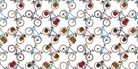 Cotton fabric bicycle Seamless Pattern vector cycling isolated vintage background repeat wallpaper illustration graphic