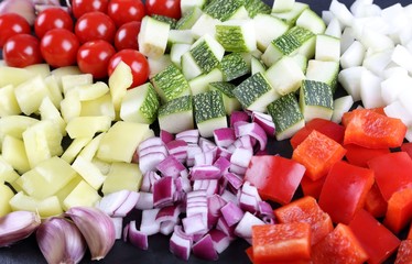 Diced vegetables.