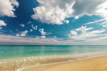 Fototapeta na wymiar Perfect sandy beach Transparent calm tropical sea