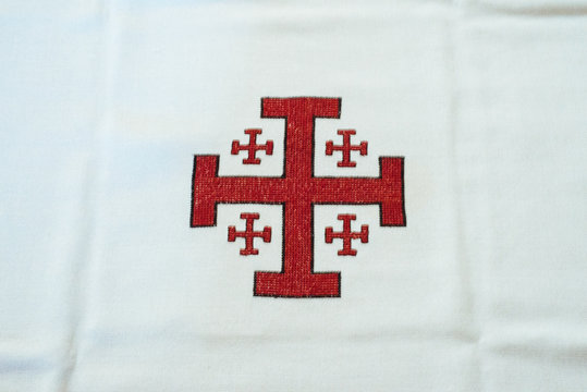 tablecloth with red cross of the crusaders Christian symbol