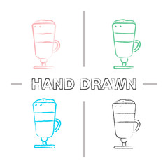 Latte macchiato hand drawn icons set