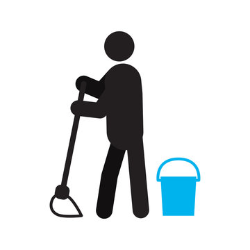 Person Mopping Floor Silhouette Icon