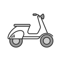 Scooter side view color icon