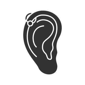 black ear with piercing clip art preview