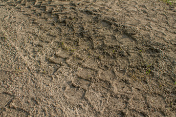 Track from the wheel on the ground