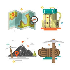 Camping. Set of camping equipment symbols. © dobrograph
