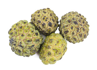 Heap of Sweet And Healthy Fruit Custard Apple Also Know as Sitafal, Sweetsop, Annona Squamosa, Sugar Apple, Sitaphal or Anona isolated on White Background