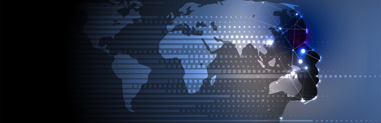 Artificial intelligence. Technology web background. Virtual concept