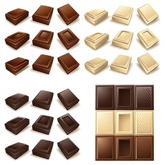 Vector icon set - Chocolate pieces and bars