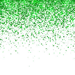 Green falling glitter on white background. Vector