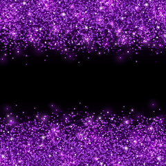 Purple glitter scattered on black background. Vector