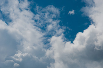 White clouds in a blue sky