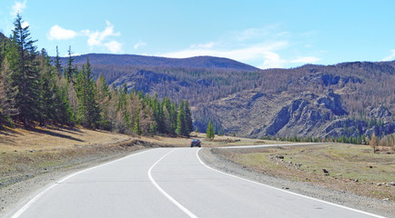 Fototapeta premium landscape with an automobile road in a mountainous area