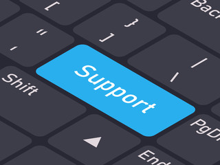 Fototapeta premium Concept of support - blue button