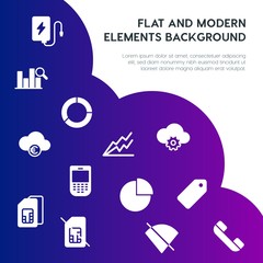 cloud and networking, charts, mobile, bookmarks fill vector icons and elements background concept on gradient background.Multipurpose use on websites, presentations, brochures and more