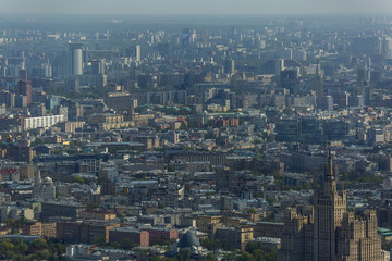 Architecture of the Moscow city from a height