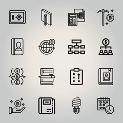 Outline business 16 vector icons set. 16 icons page symbol for your web site design. logo, app, ui, illustration, eps10