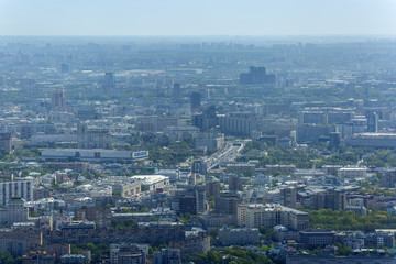 Architecture of the Moscow city from a height