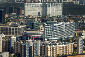 Architecture of the Moscow city from a height