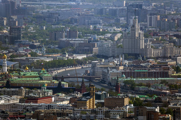 Architecture of the Moscow city from a height