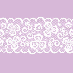 vector seamless pattern lacy ribbon, white and lilac color