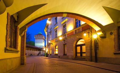 Barbican fortress in a historical part of Krakow, Poland