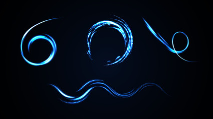 Blue neon sparkle set