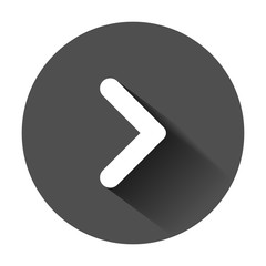 Arrow icon. Vector illustration with long shadow. Business concept arrow flat pictogram.