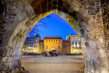 Fototapeta Barbican fortress in a historical part of Krakow, Poland obraz