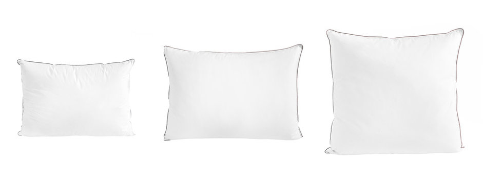 White pillow set with various size isolated on white background