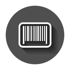 Barcode product distribution icon. Vector illustration with long shadow. Business concept barcode pictogram.