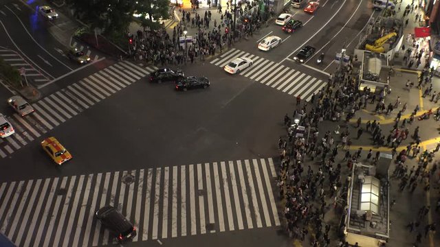 SHIBUYA,  TOKYO,  JAPAN - CIRCA MAY 2018 : Scenery of SHIBUYA around big scramble crossing in summer.