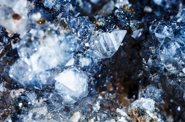 Macro shooting of natural gemstone. The raw mineral is apophyllite.