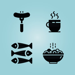 Filled food 4 vector icons set. 4 icons page symbol for your web site design. logo, app, ui, illustration, eps10