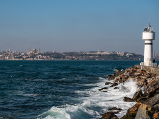 Istanbul lighthouse and cityscape