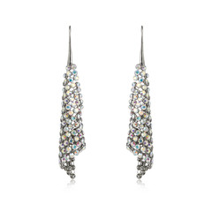 Pair of diamond earrings isolated on white