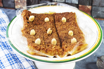 Oriental Algerian sweet food ( kalb el louz  ) translated in english heart of almond