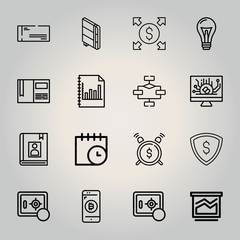 Outline business 16 vector icons set. 16 icons page symbol for your web site design. logo, app, ui, illustration, eps10